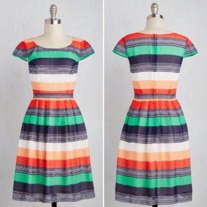 Modcloth | Rainbow Striped Chiffon Dress